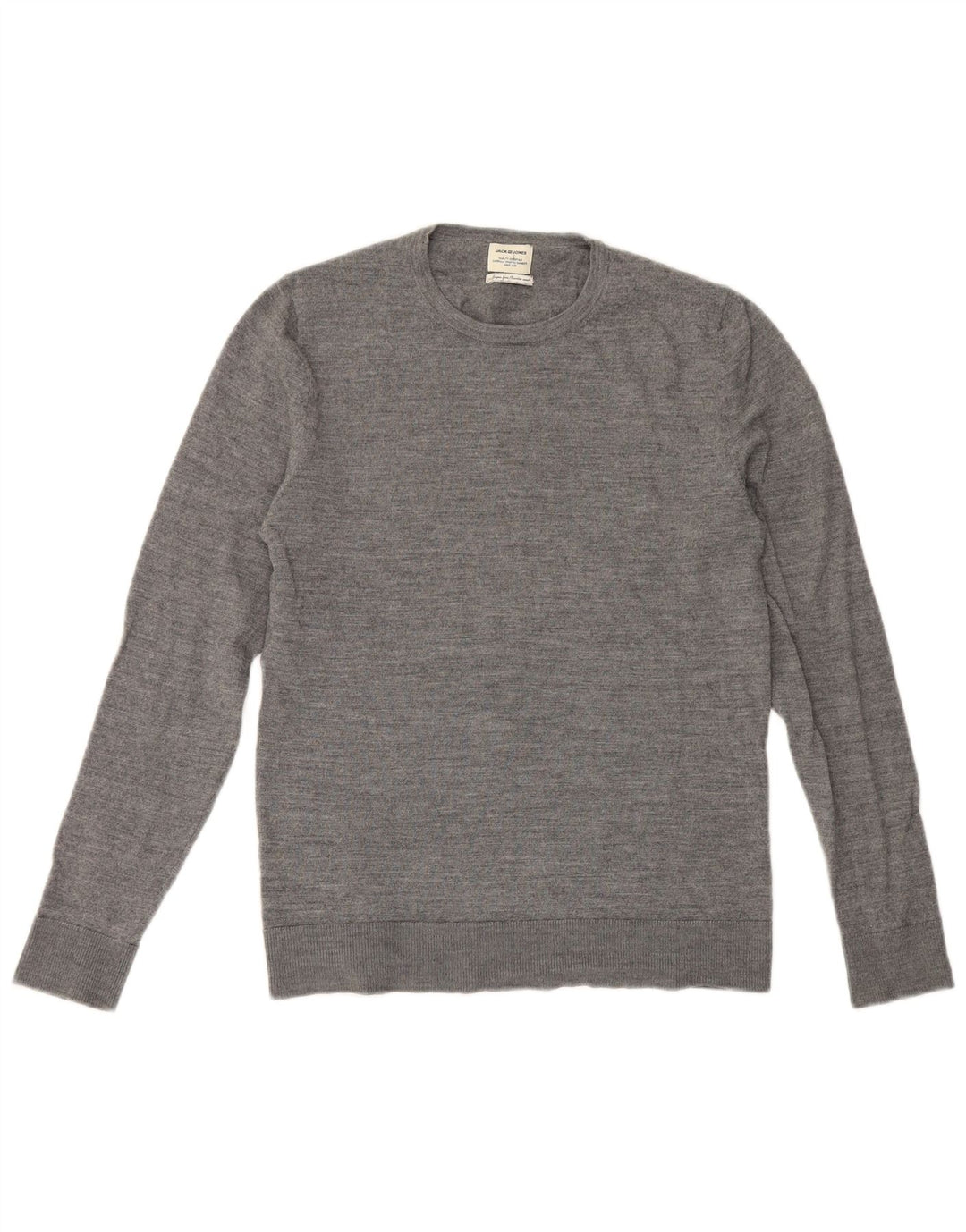 Suéter masculino Jack & Jones com gola redonda e lã cinza médio