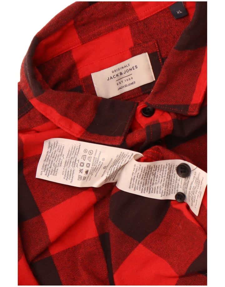 Camisa masculina de flanela Jack & Jones XL vermelho algodão guingão