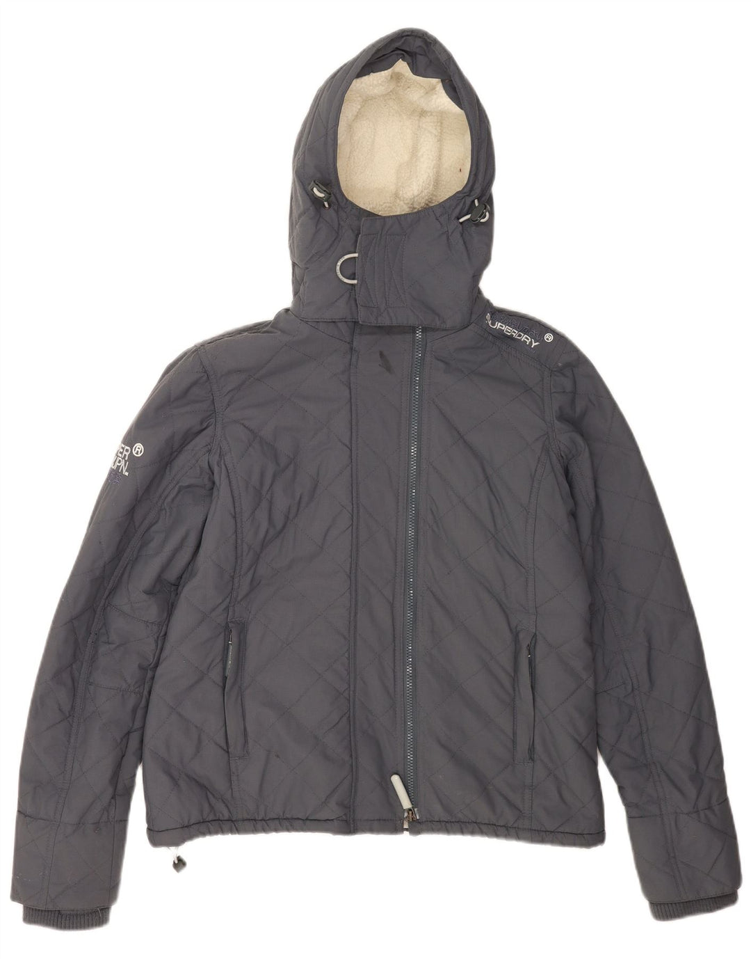 Jaqueta corta-vento feminina Superdry com capuz e blusão UK 40 grande cinza
