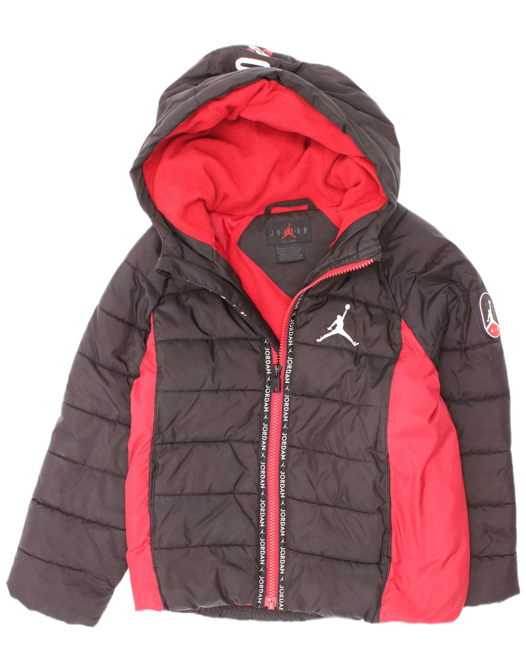 Jaqueta acolchoada com capuz gráfico Jordan Boys 6-7 anos grande bloco colorido preto