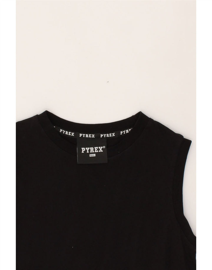 PYREX Girls Graphic Sleeveless T-Shirt Dress 13-14 Years Black Cotton Vintage Pyrex and Second-Hand Pyrex from Messina Hembry 