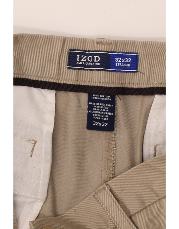 IZOD Mens Straight Chino Trousers W32 L32 Beige Cotton Vintage Izod and Second-Hand Izod from Messina Hembry 