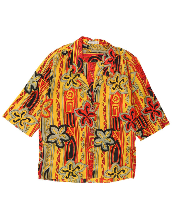 Vintage Womens 3/4 Sleeve Shirt UK 16 Large Multicoloured Floral