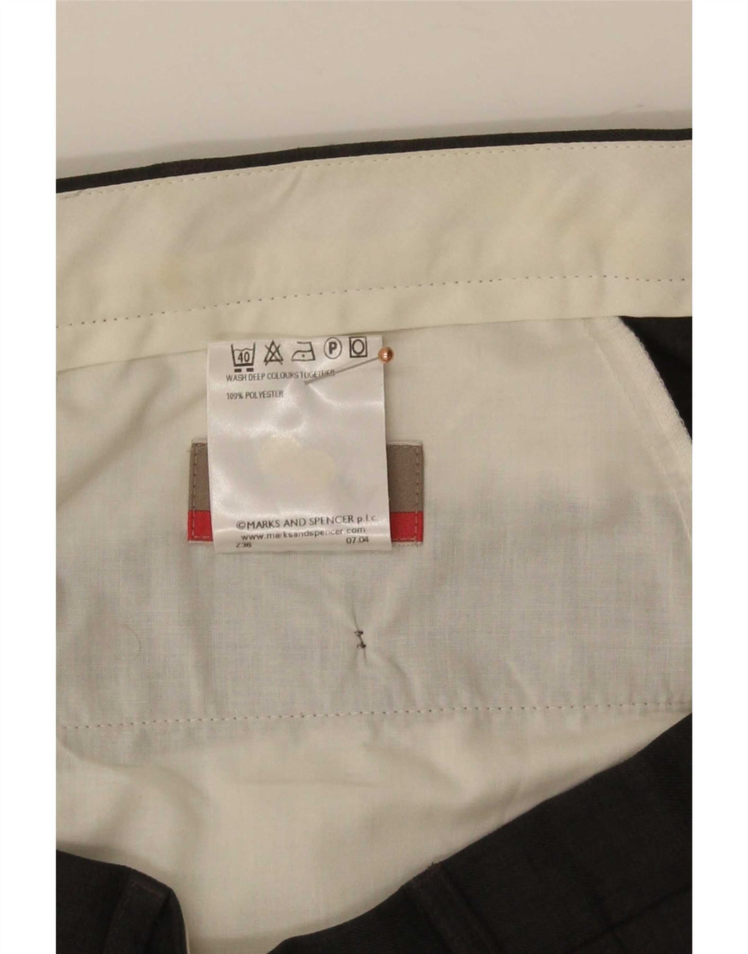 Calça masculina de terno reto Marks & Spencer W40 L29 poliéster cinza