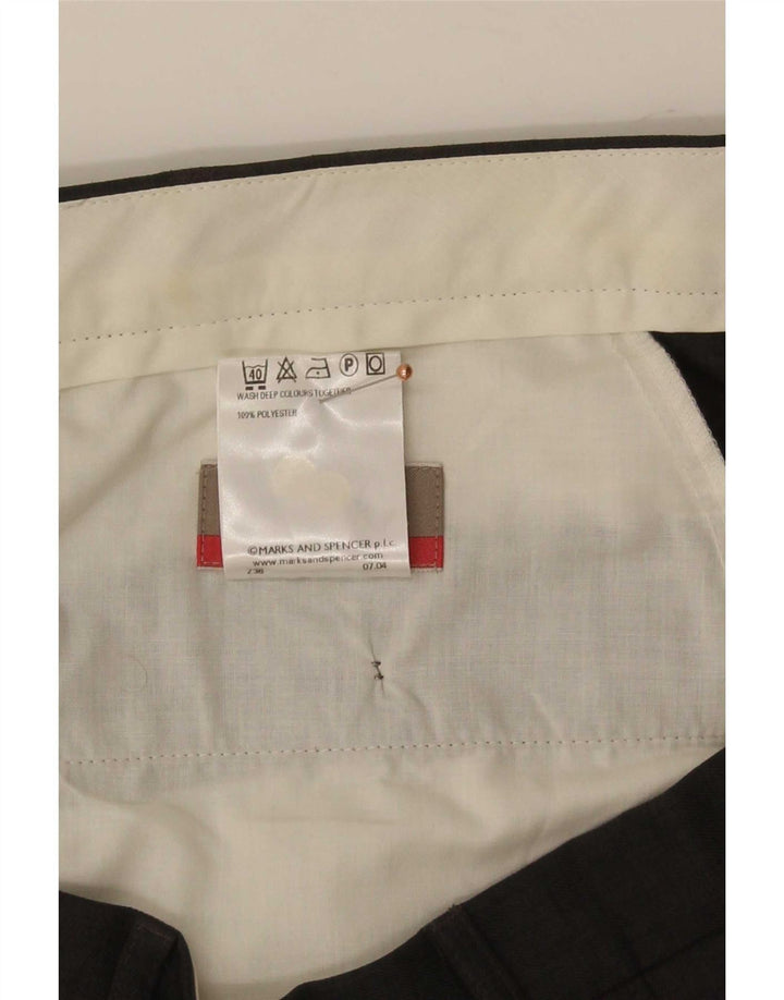 Calça masculina de terno reto Marks & Spencer W40 L29 poliéster cinza