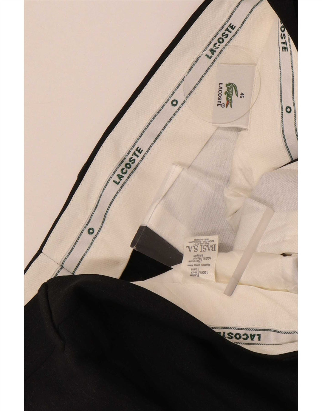 Calça masculina Lacoste Pegged Suit tamanho 46 grande W36 L27 lã cinza