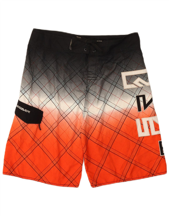 Quiksilver Shorts de natação masculino gráfico grande poliéster xadrez laranja