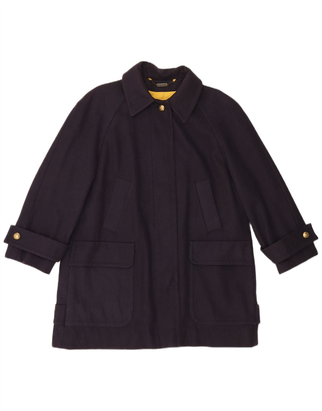 Sobretudo feminino oversized Aquascutum UK 16 grande lã azul marinho