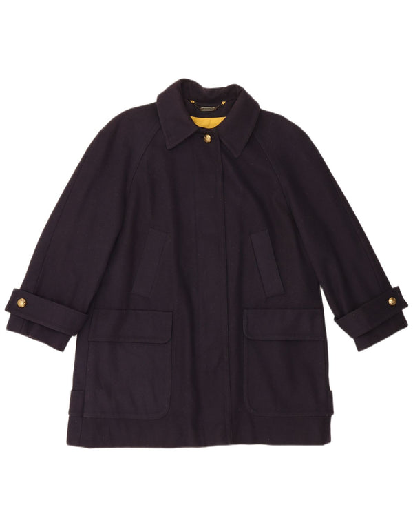 Sobretudo feminino oversized Aquascutum UK 16 grande lã azul marinho