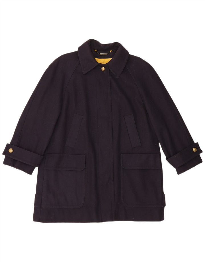 Sobretudo feminino oversized Aquascutum UK 16 grande lã azul marinho