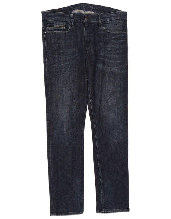 Calvin Klein Masculino Slim Jeans W33 L32 Azul Marinho Algodão