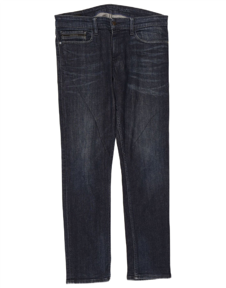 Calvin Klein Masculino Slim Jeans W33 L32 Azul Marinho Algodão