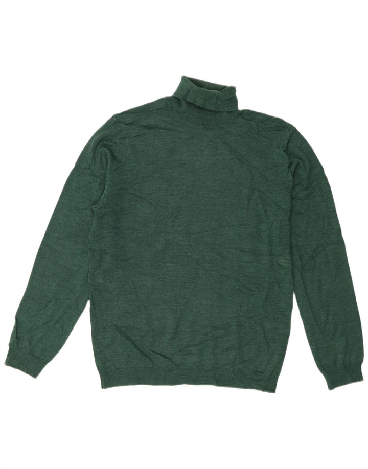 Zara Suéter masculino com gola redonda grande acrílico verde