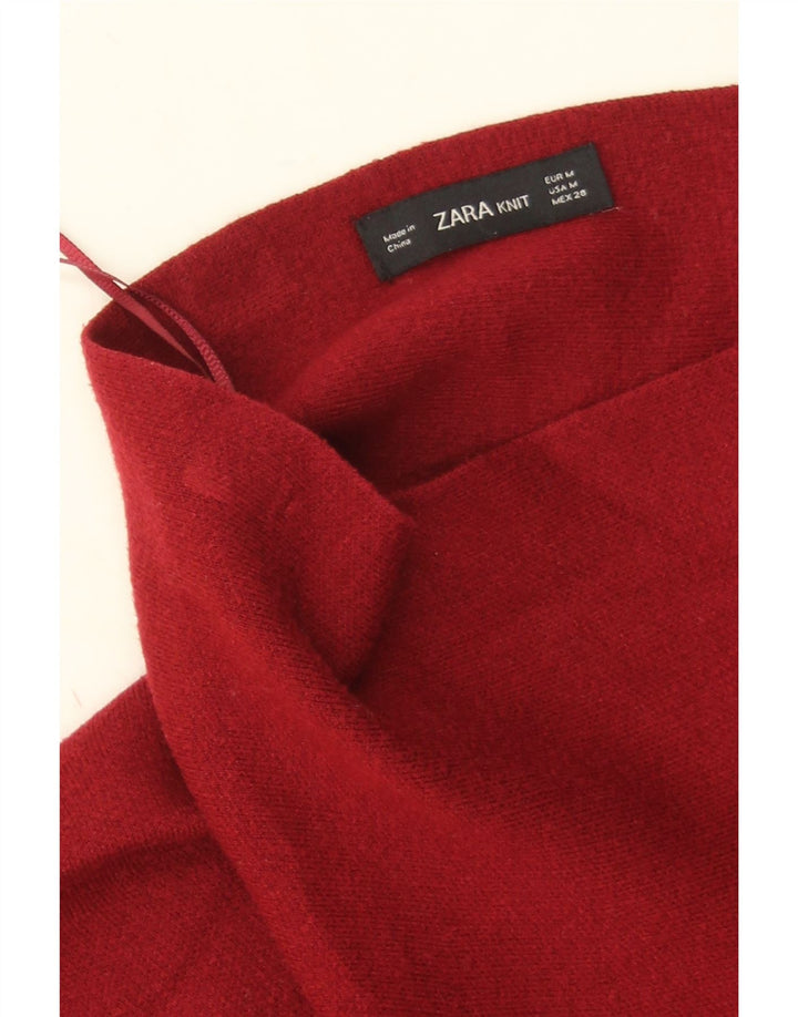 Zara Mini saia feminina de malha A-Line médio W28 Viscose Borgonha