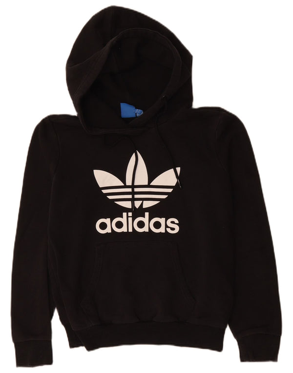 ADIDAS Womens Graphic Oversized Hoodie Jumper Reino Unido 10 Pequeno Poliéster Preto