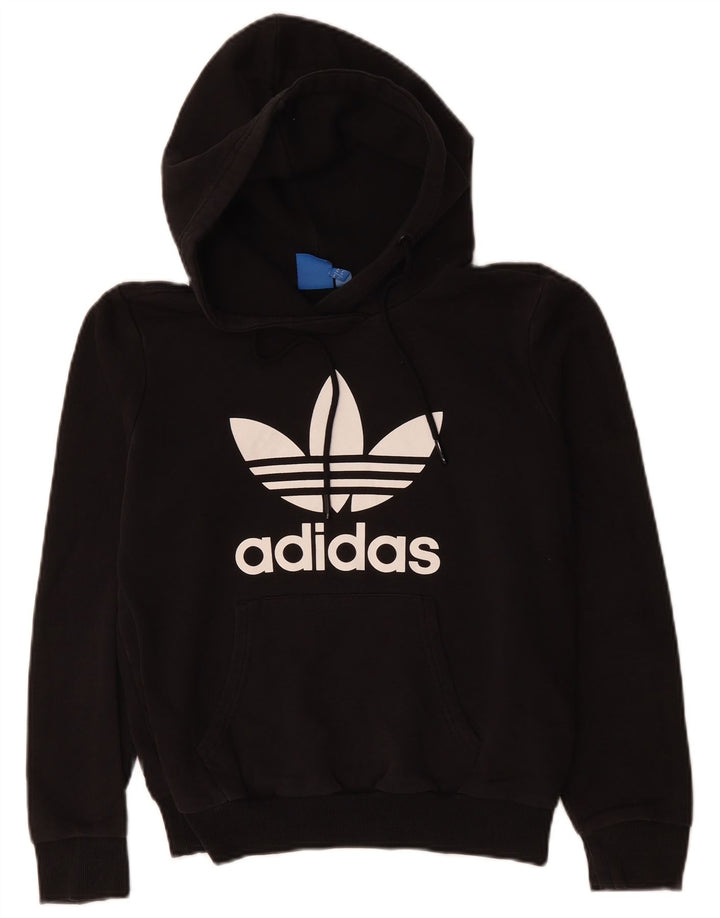 ADIDAS Womens Graphic Oversized Hoodie Jumper Reino Unido 10 Pequeno Poliéster Preto
