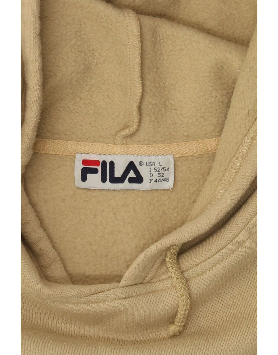 FILA Suéter com capuz gráfico masculino grande bege