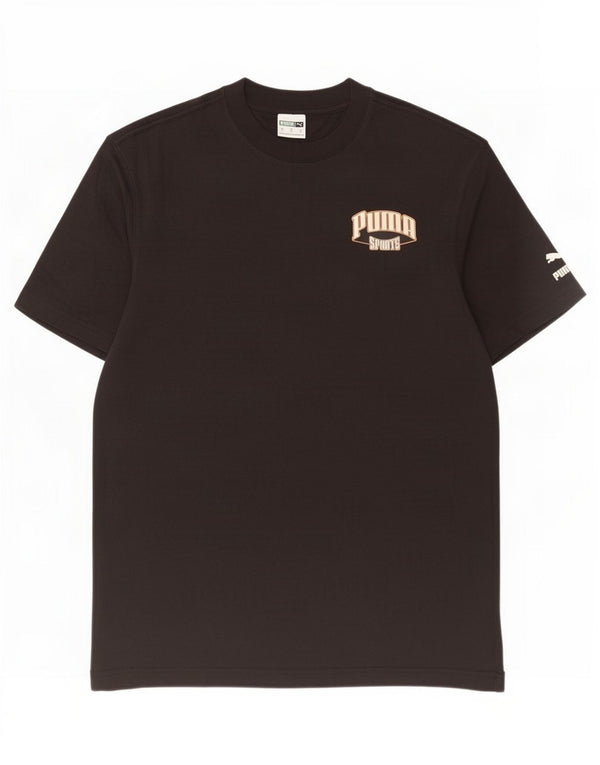 Puma Mens Graphic T-Shirt Top Pequeno Algodão Preto