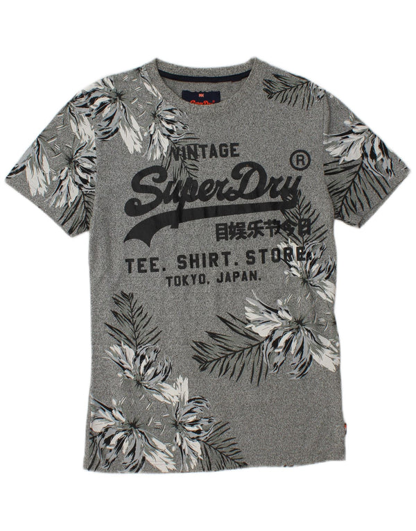 Camiseta masculina SUPERDRY com estampa gráfica pequena de algodão floral cinza