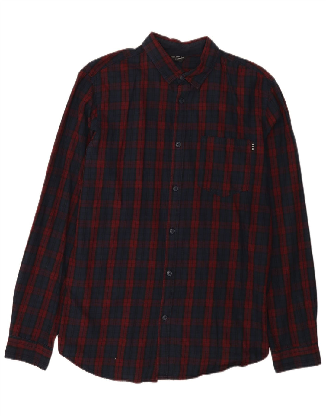 Camisa masculina de flanela Jack & Jones de algodão xadrez azul marinho médio