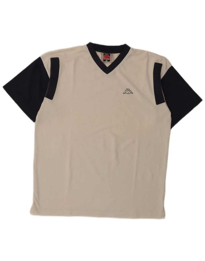 Camiseta masculina Kappa Top médio branco colorblock algodão