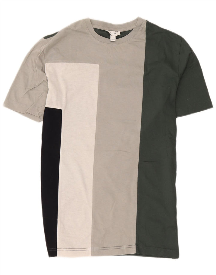 Camiseta masculina Reiss Top pequeno algodão colorblock multicolorido