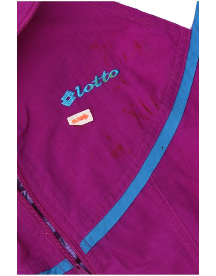LOTTO Womens Tracksuit Top Jacket UK 14 Medium Purple Geometric Polyamide