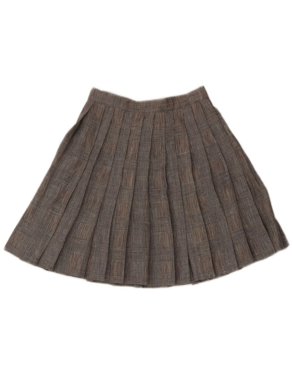 Saia plissada feminina vintage W24 XS cinza Houndstooth