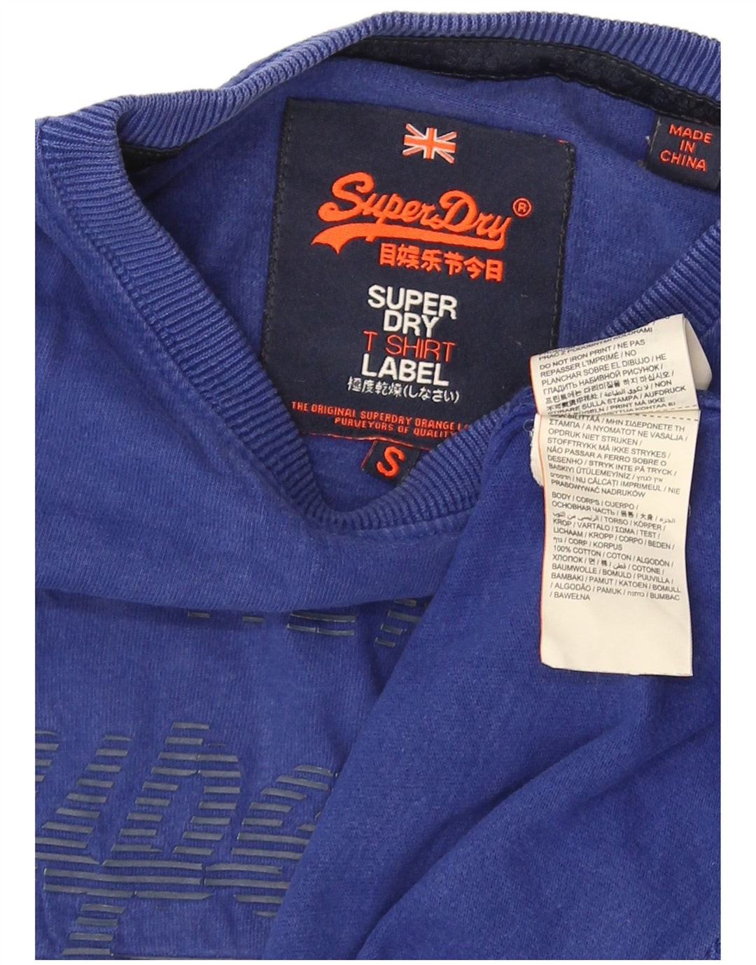 Superdry camiseta masculina gráfica top pequeno azul algodão