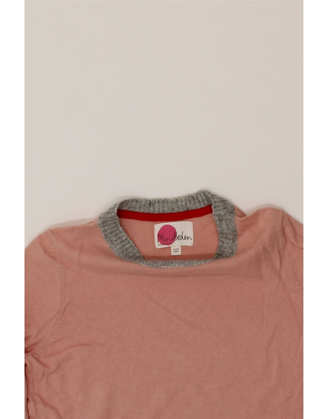 BODEN Girls Boat Neck Jumper Sweater 9-10 Years Pink Colourblock Cotton Vintage Boden and Second-Hand Boden from Messina Hembry 