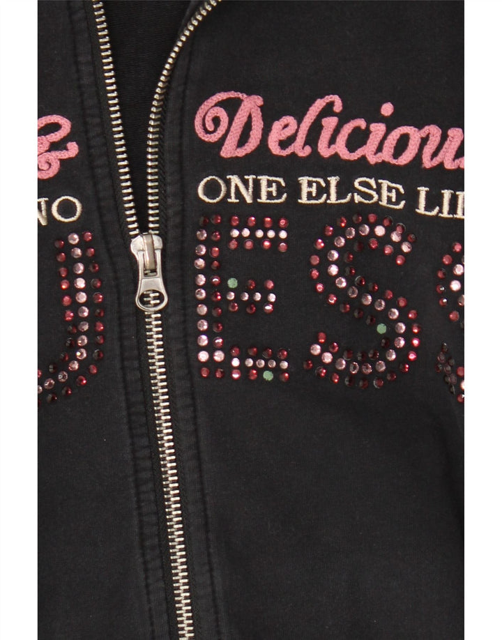 Guess Womens Graphic Tracksuit Top Jacket Reino Unido 8 Pequeno Preto