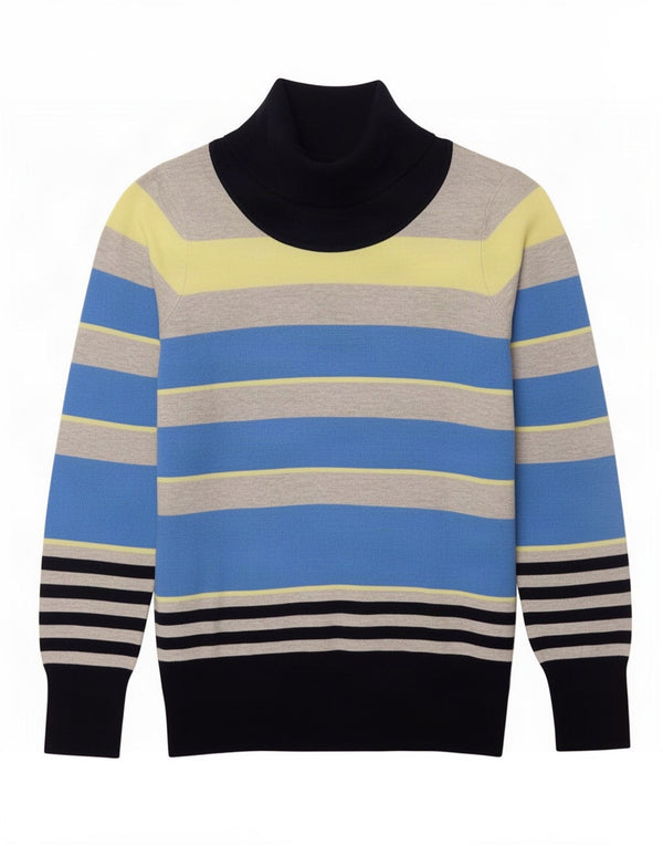 Suéter feminino Marks & Spencer com gola redonda UK 18 XL listrado azul