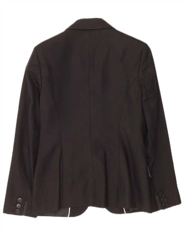 Jaqueta blazer feminina Laura Ashley com 1 botão Reino Unido 10 pequena lã preta