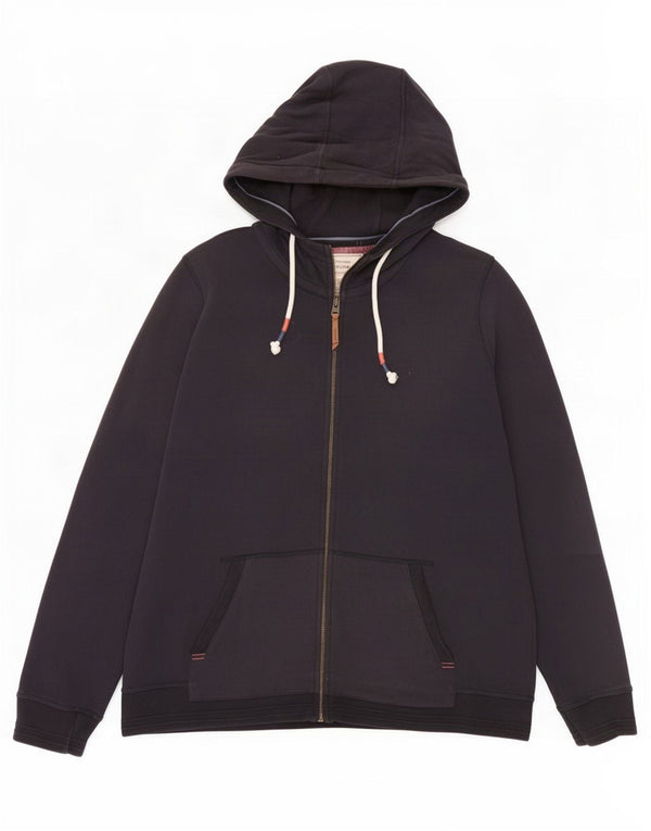 Suéter feminino com capuz e zíper Fat Face UK 18 XL algodão azul marinho