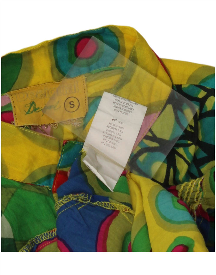 Blusa feminina DESIGUAL UK 10 pequena algodão geométrico multicolorido