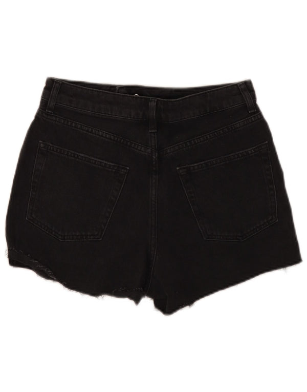 Shorts jeans feminino Topshop Mom Distressed UK 10 pequeno W28 algodão preto