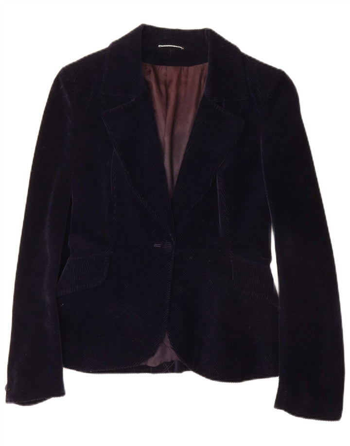 Conjunto de saia feminina de veludo cotelê PIERRE D'ALBY de 2 peças Reino Unido 10 pequeno W24 azul marinho