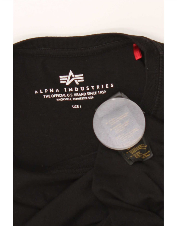 Camiseta gráfica masculina Alpha Industries grande algodão preto