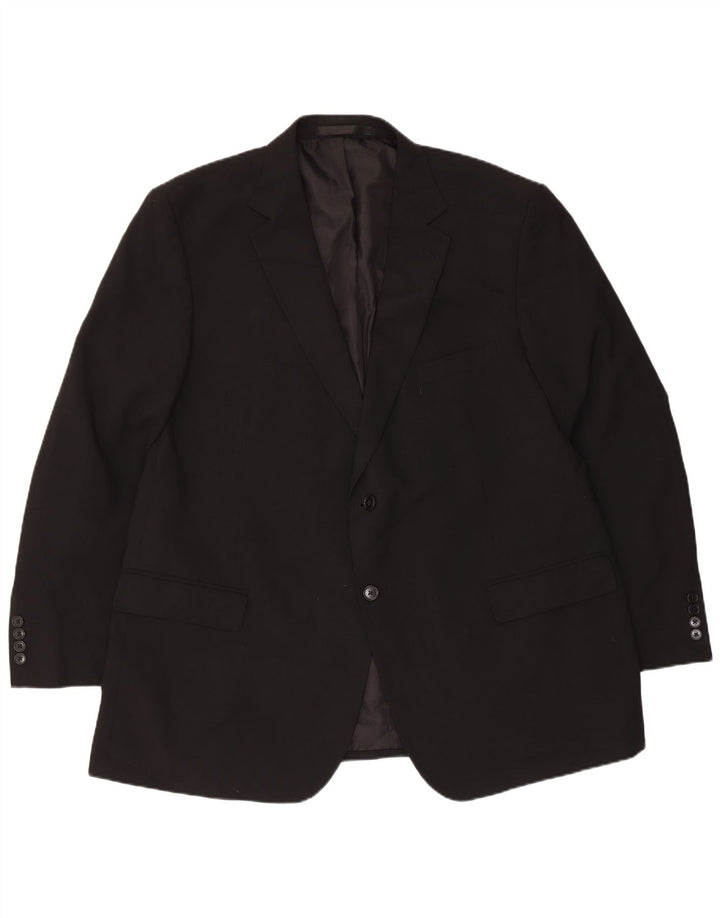 Jaqueta blazer masculina de 2 botões Marks & Spencer Reino Unido 48 2XL poliéster preto