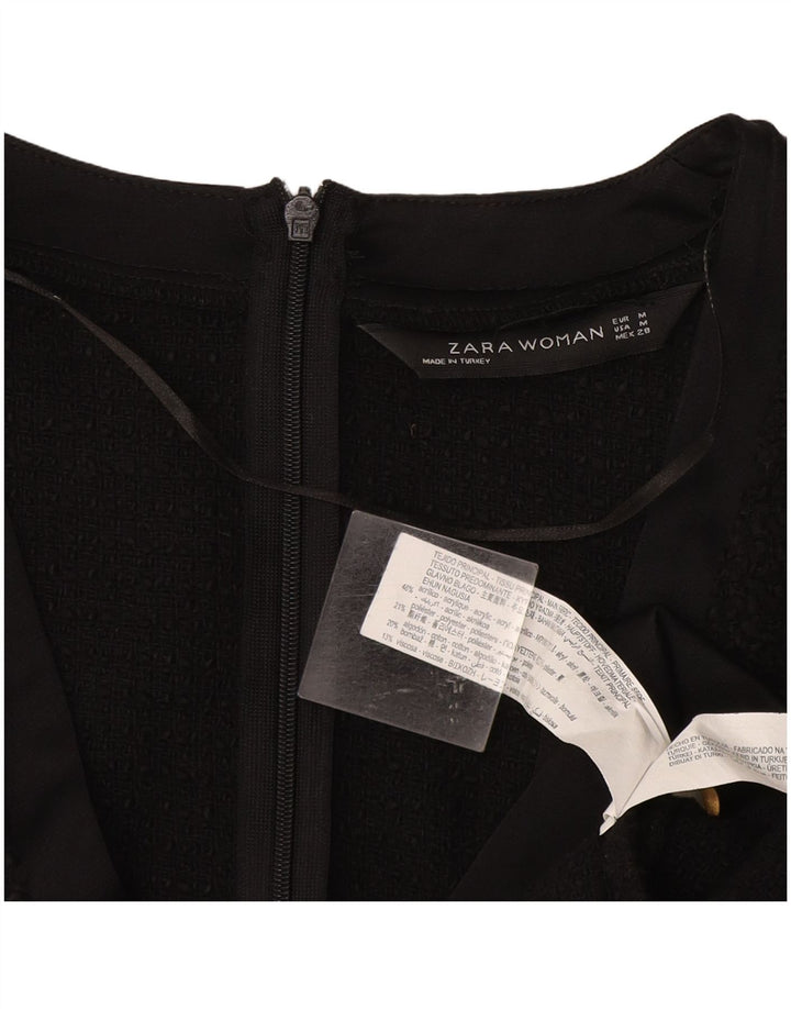 Zara Womens Shift Dress UK 12 Médio Preto Acrílico