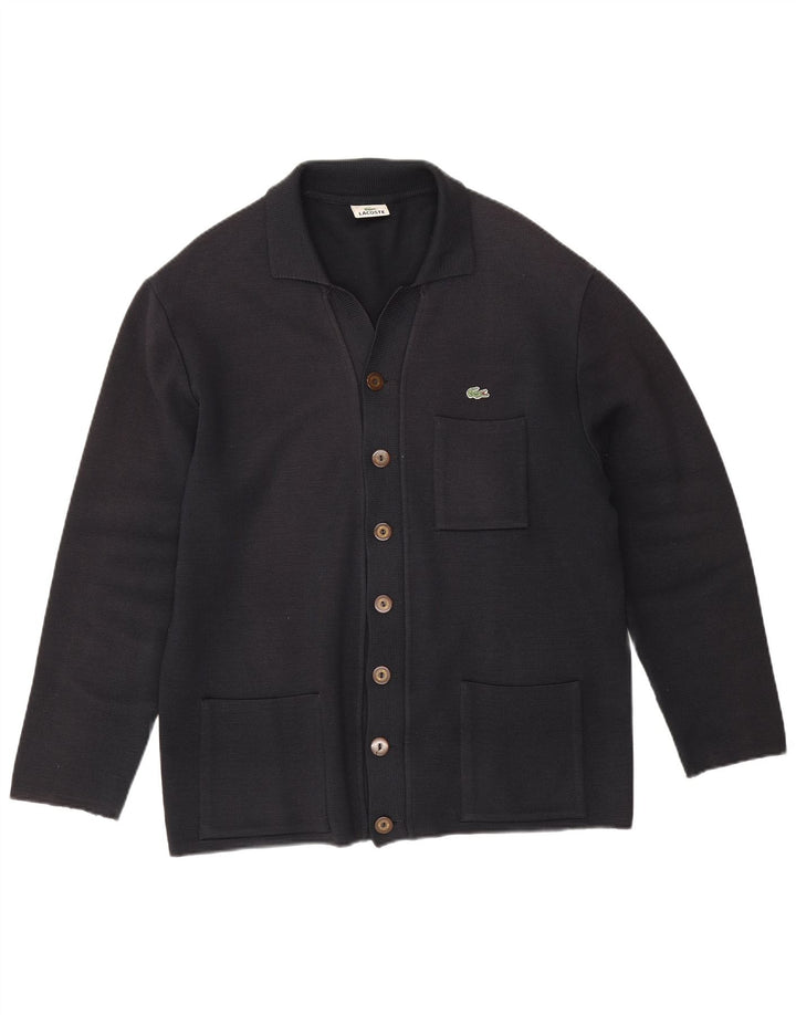Suéter cardigã masculino Lacoste IT 52 grande lã azul marinho