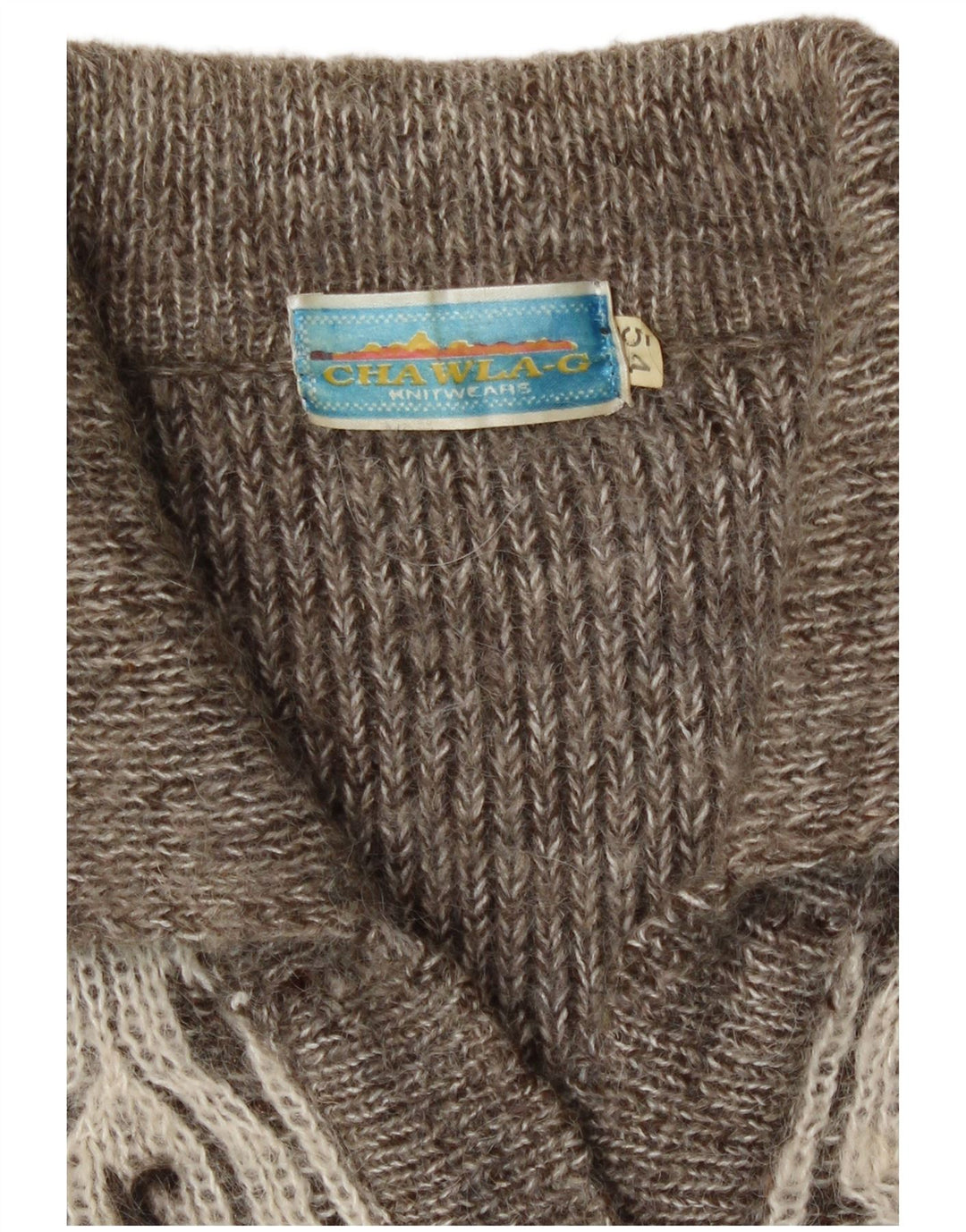Suéter cardigã feminino vintage IT 54 3XL cinza geométrico