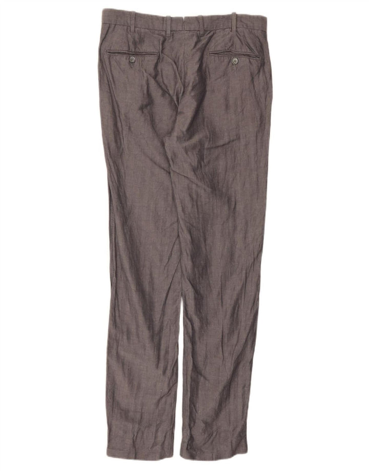 Calça masculina Slim Suit Massimo Dutti EU 42 Grande W32 L32 Espinha de peixe cinza