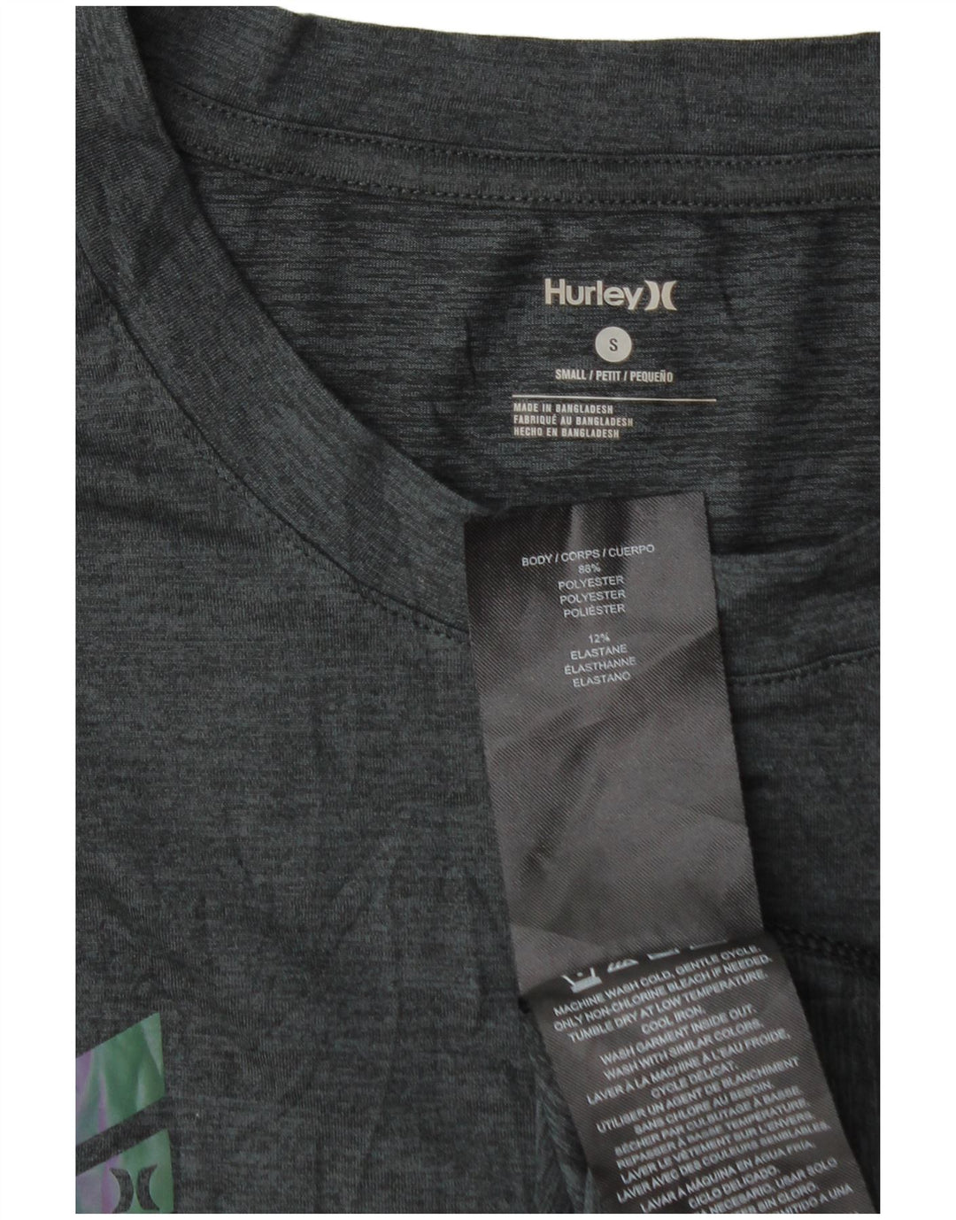 Camiseta masculina Hurley Petit pequena cinza poliéster