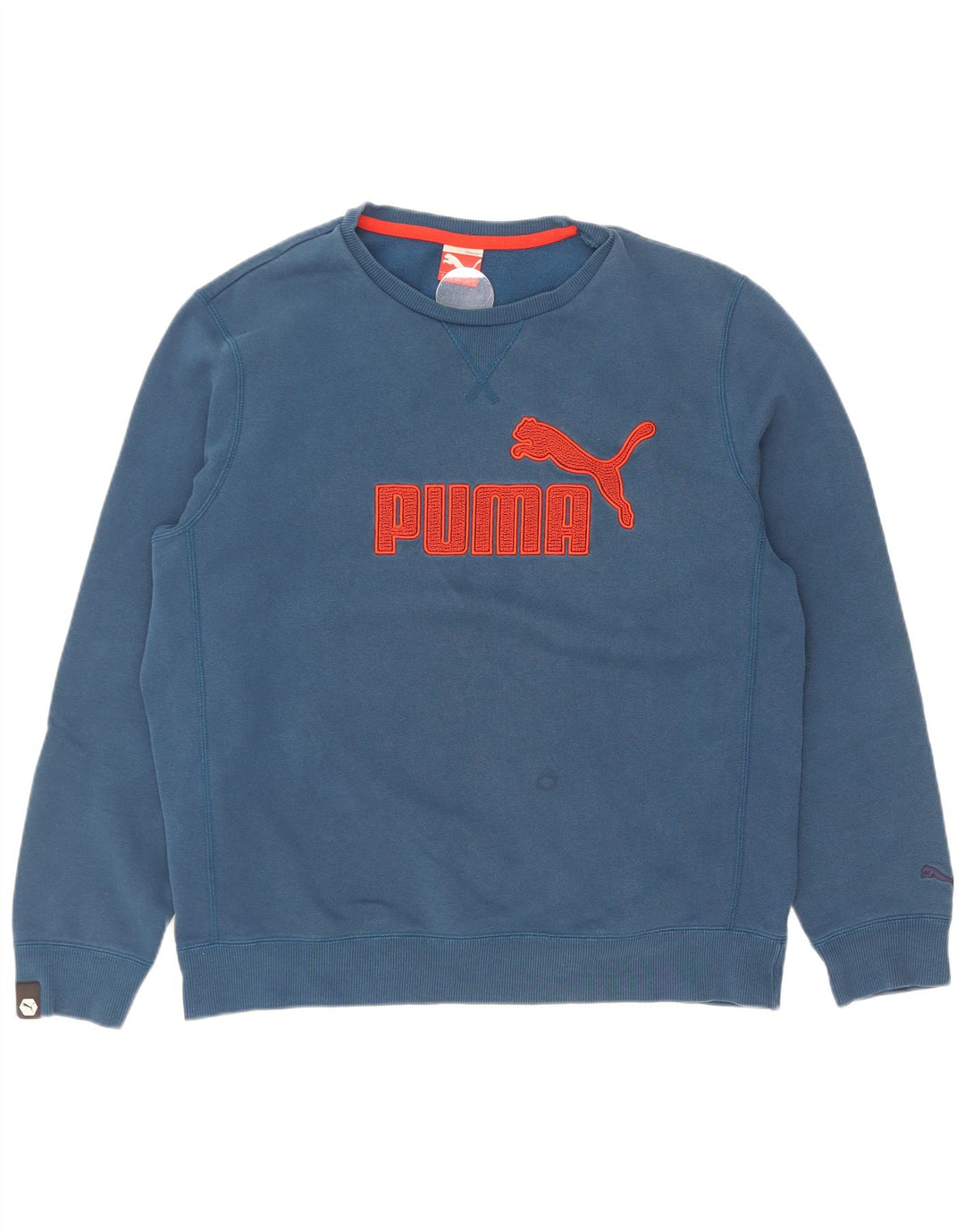 Puma Mens Graphic Moletom Jumper Grande Algodão Azul