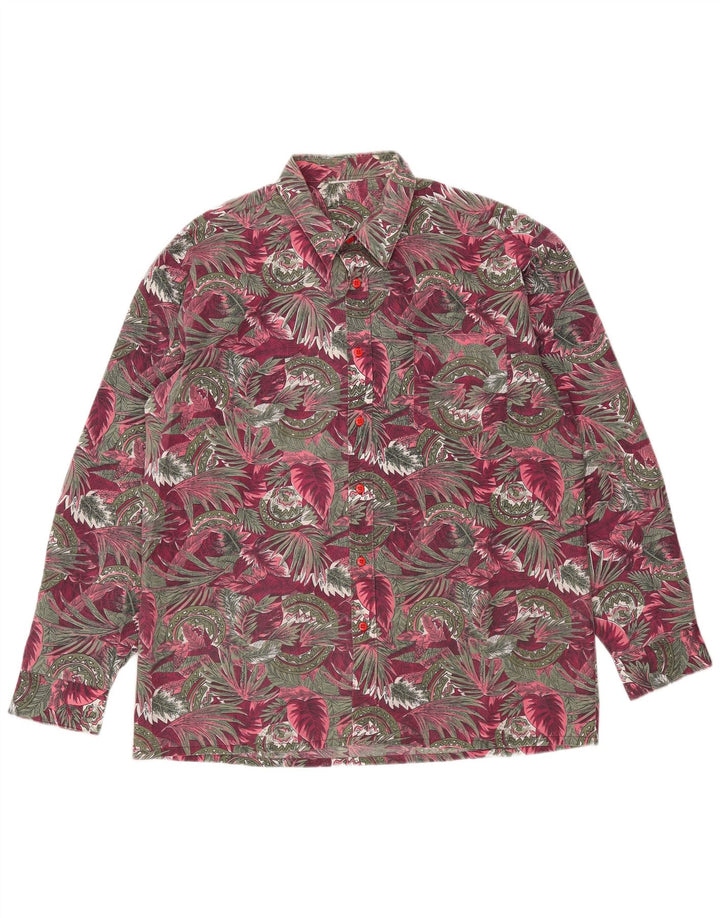 Camisa masculina vintage grande rosa floral