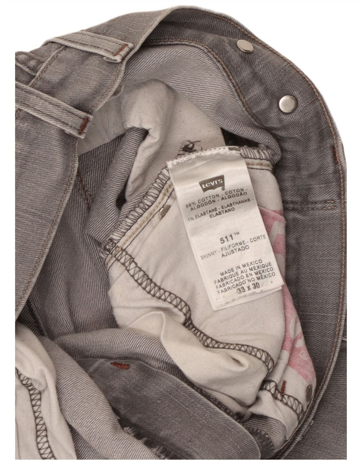 Calça jeans feminina Levi's 511 skinny W33 L30 cinza algodão