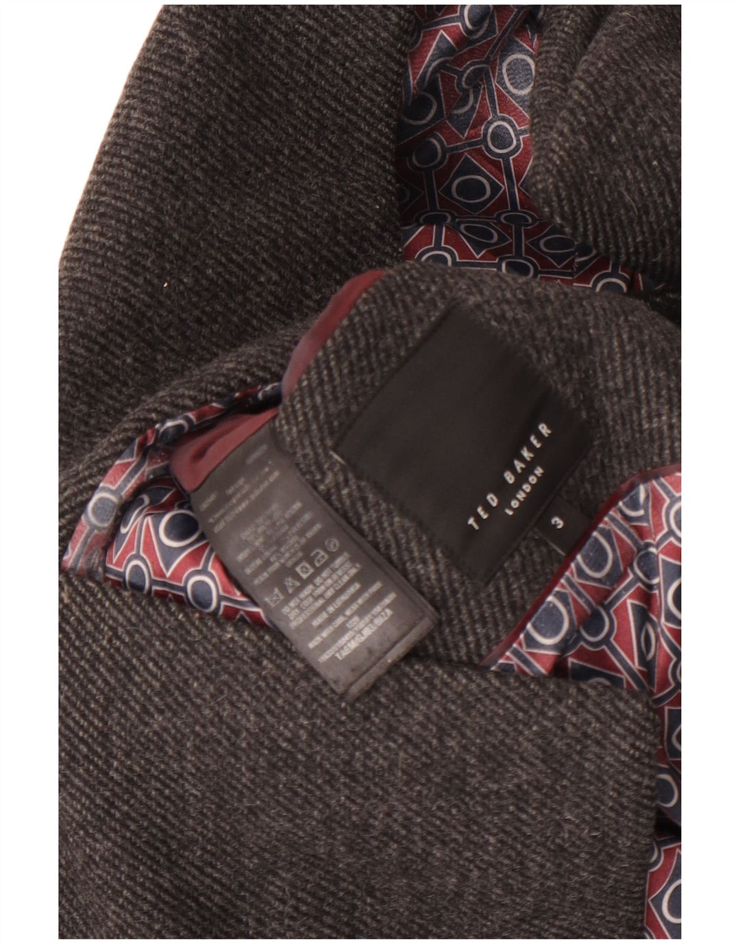 Casaco masculino Ted Baker Pea tamanho 3 lã cinza médio