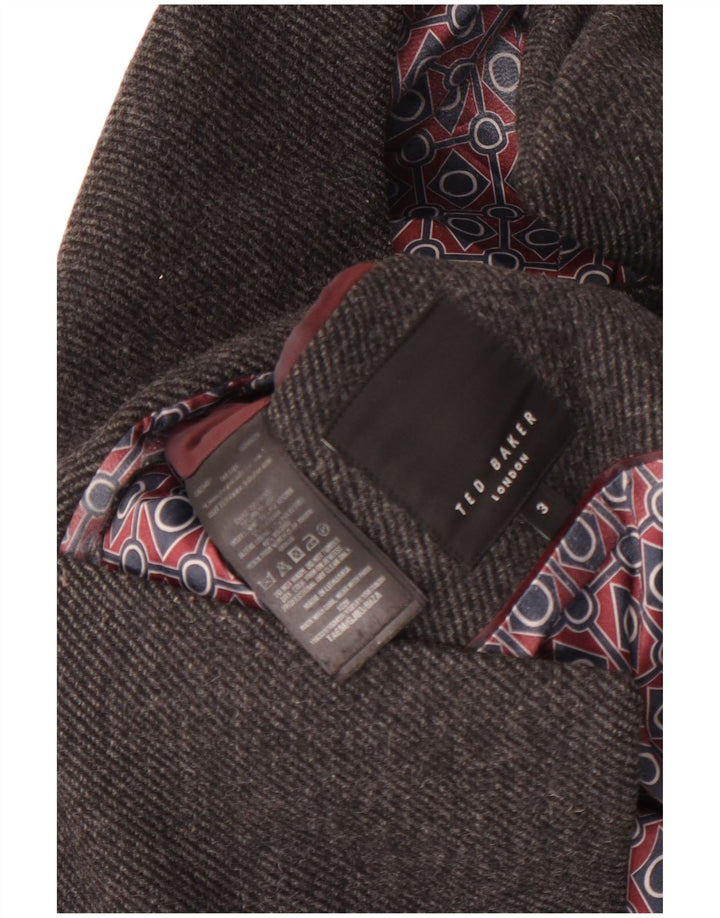 Casaco masculino Ted Baker Pea tamanho 3 lã cinza médio