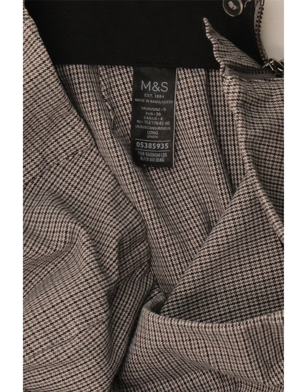 Calça skinny feminina Marks & Spencer Reino Unido 8 pequena W26 L28 cinza houndstooth